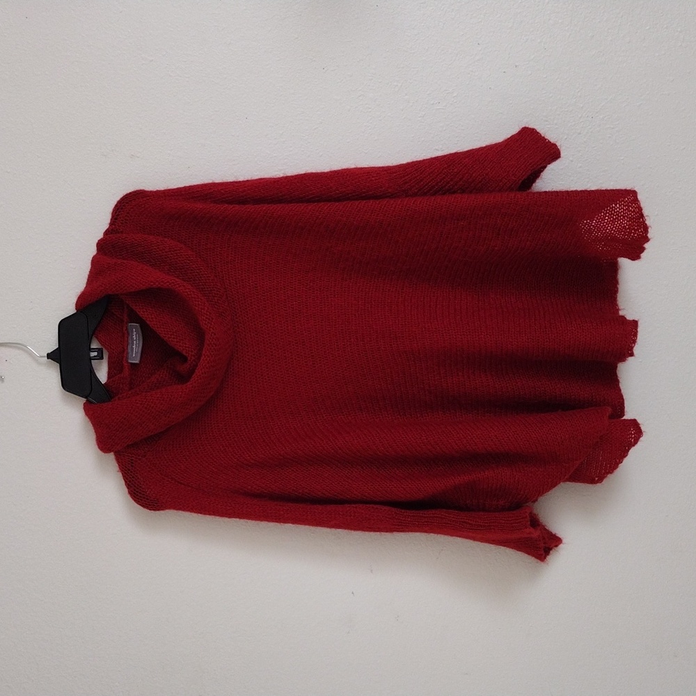 Wooden Ships Paola Buendia red poncho style red sweater size M/L mohair …